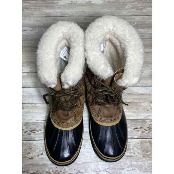 Soreal Boots Mens 8 Duck Brown Black Wool Liner Caribou Snow Waterproof main image 15